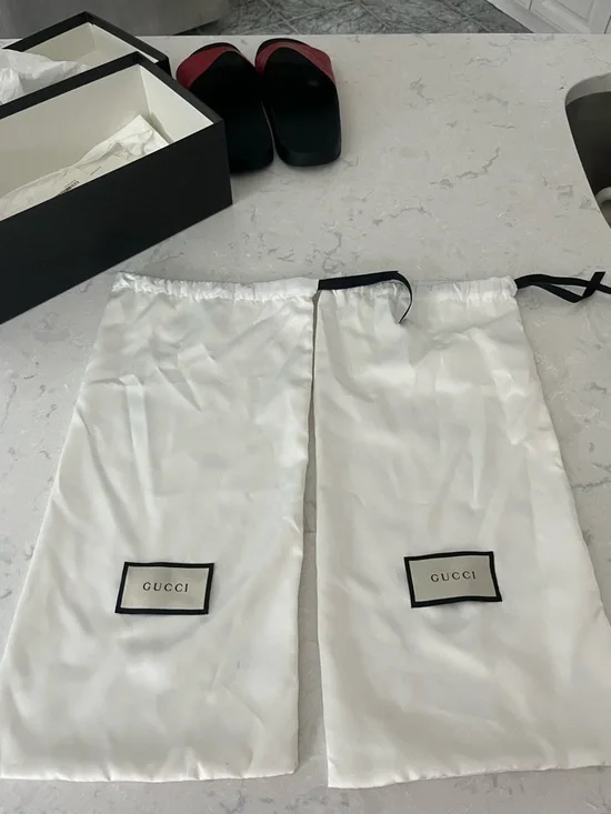 Gucci Black Footbed Red GG Slides - Picture 7 of 8